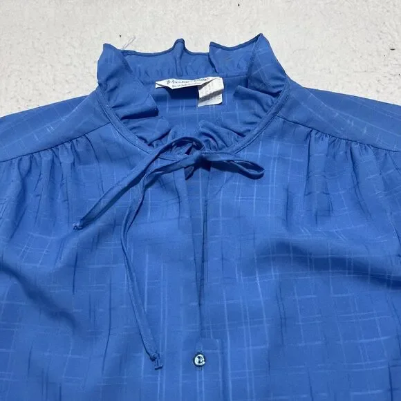 Vintage 80s Provincetown Judy Bond Women's 44 Short Sleeve Button Down Blouse - Picture 2 of 13